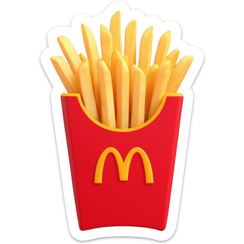 McDonald's French fries, close-up, crispy texture, red and yellow color scheme, no text, minimal background sticker