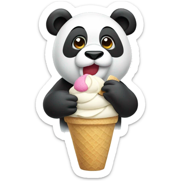 Panda eating ice cream sticker