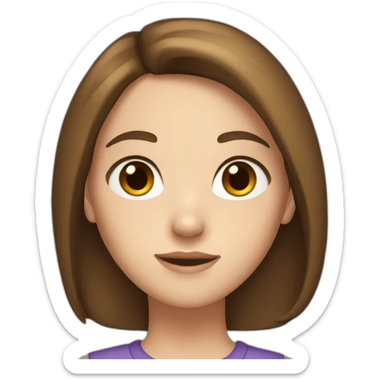 girl with brown hair and medium length hair straight, with freckles, white skin, small eyes sticker