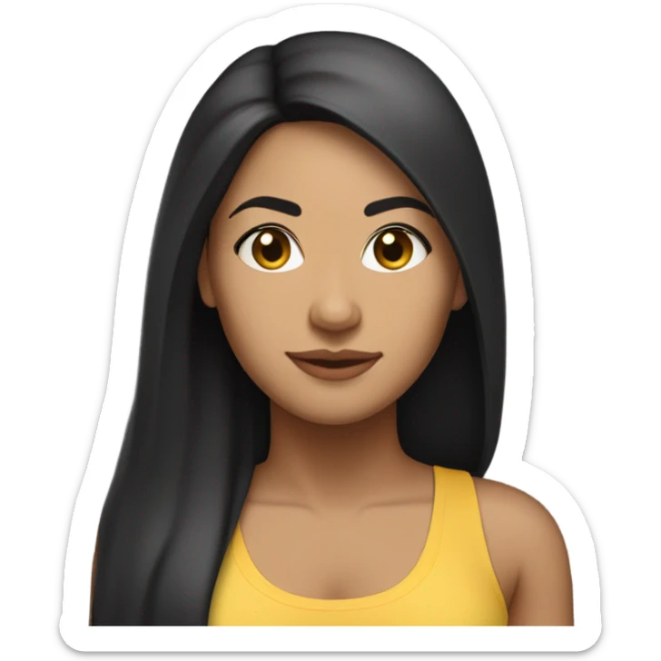 lightskin latin woman with straight long black hair wearing a yoga outfit  sticker