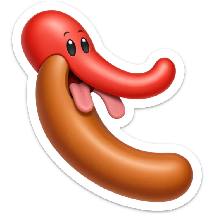 a long tongue cut out like a sausage, modeled after the Prljavo Kazalište band's emblem sticker