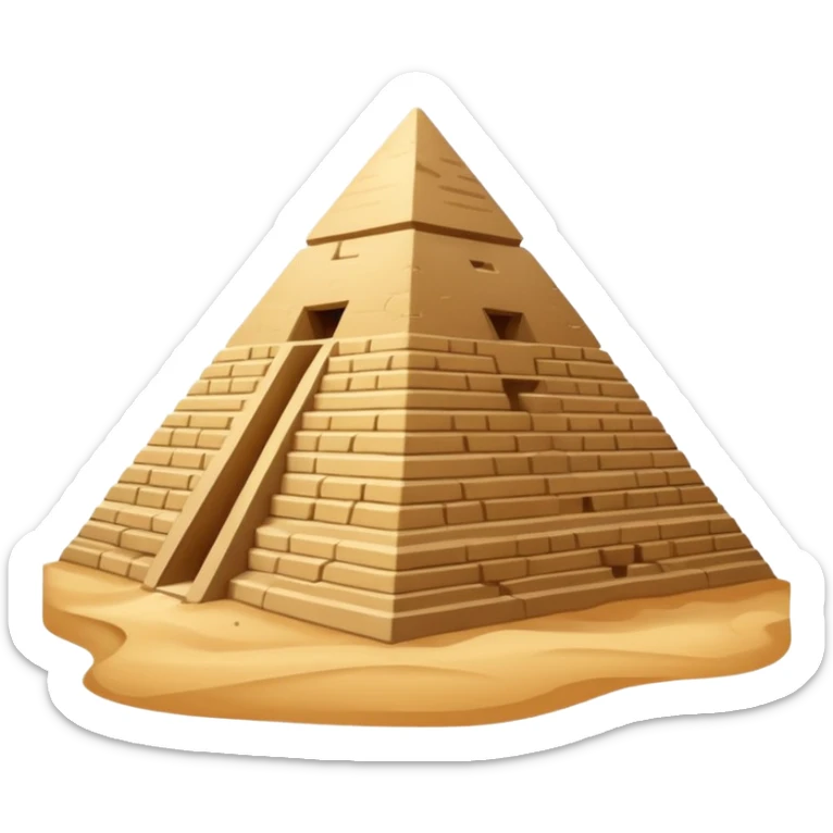 An emoji of the ancient Egyptian Great Pyramid of Giza. It is a large, triangular structure made of stone blocks against a desert background. sticker