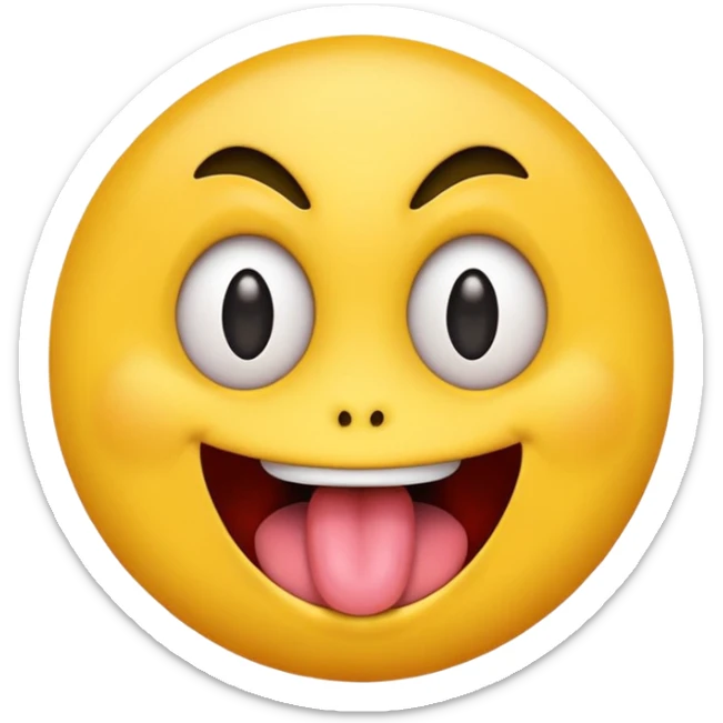 classic yellow emoji face with crazy eyes and tongue sticking out wildly sticker