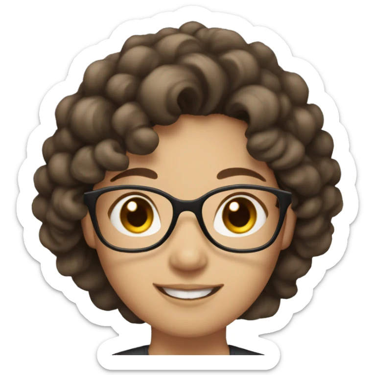 asian woman with glasses fair skin brown hair curly hair saying hi sticker