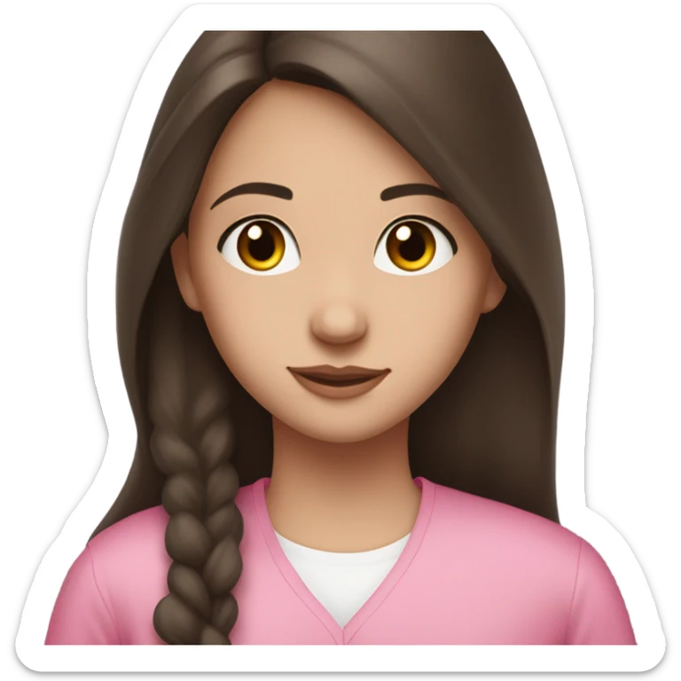portrait of a white brunette girl with long dark hair, brown eyes wearing pink. Girl who just had heart surgery sticker