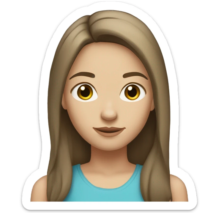 caucasian girl with medium straight brown hair, light brown eyes sticker