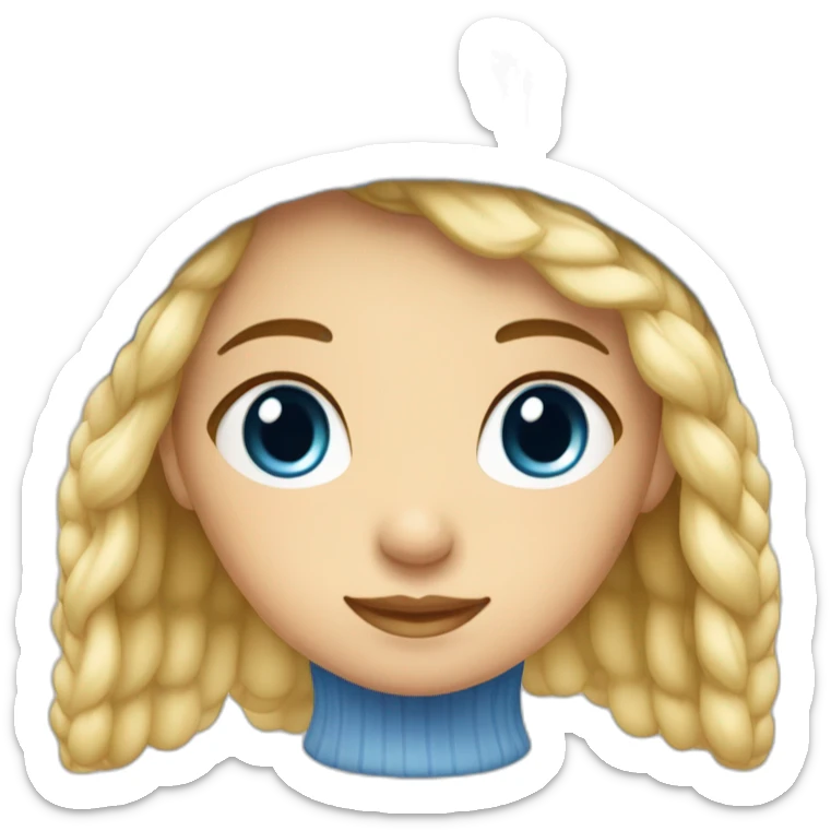 Une fille avec des cheveux courts blonde dégradé et un bonnet bleu ciel  sticker