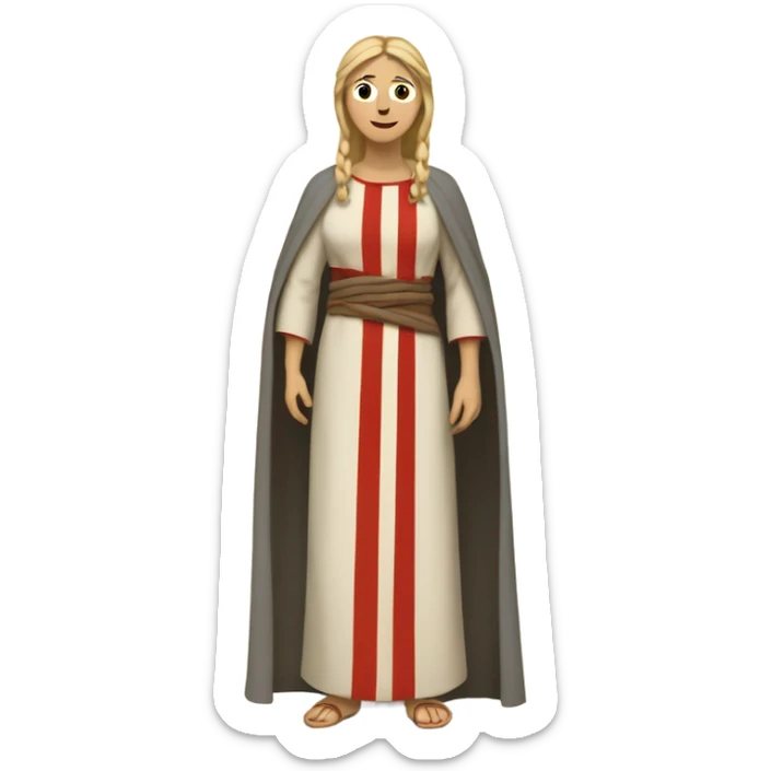 woman with blond hair 11th century, with vertical red striped long tunic sticker