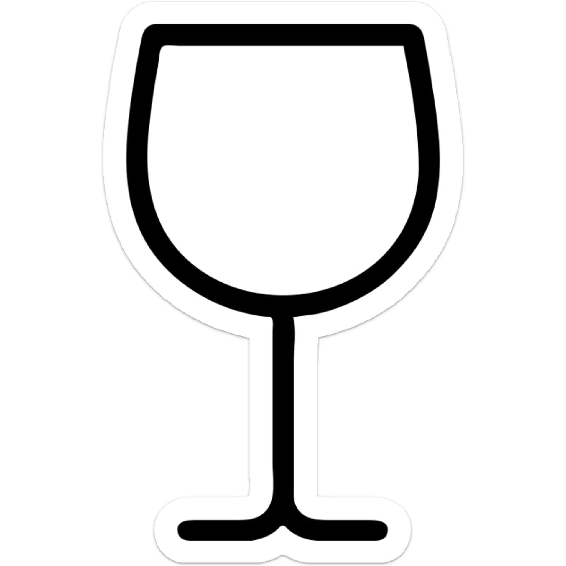 wine glass, outlined icon style, crisp black lines, no fill, classic icon look sticker