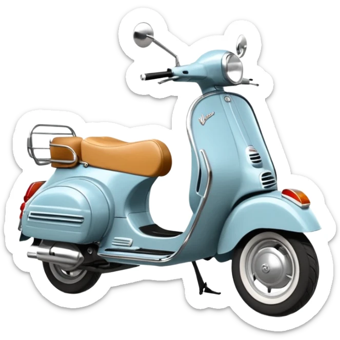 kahverengi küt saçlı gelin kahverengi saçlı damat turuncu vespa motor sürüyor sticker
