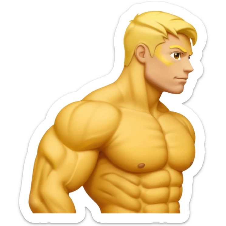 Emoji of Shoulders Muscle from side view, the human is yellow like on iphones. He has big shoulders. sticker