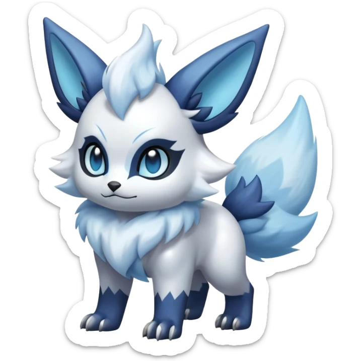 Shiny White Furry Snowy Ice-type Absol-Minccino-Zorua-Hybrid (Full body) sticker
