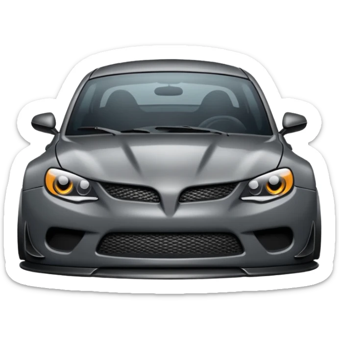 Emoji of a car with wide fenders, carbon fiber hood, and aggressive front bumper sticker