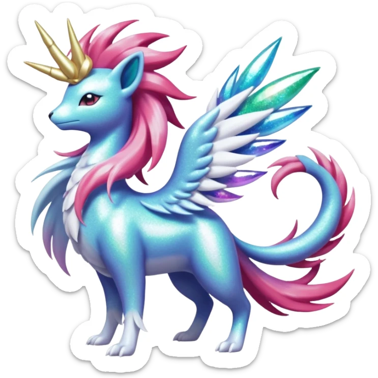 Celestial Magical sparkly shiny glittery Shaymin-Suicune-Milotic-Amaura-Pokémon-Fakémon-fusion, full body sticker