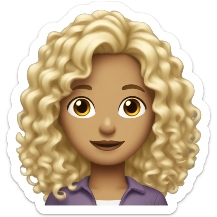 Curly blonde girl who has brown roots in the industry sticker