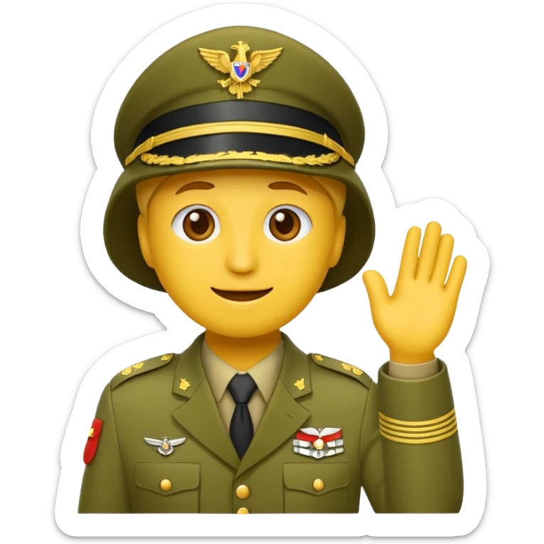Eine salutierenden Emoji (Hautfarbe: gelb ) in Armee Klamotten männlich salutierend sticker
