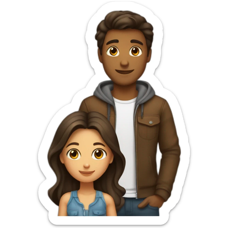 Une fille brune et un garçon brun qui sont amoureux sticker