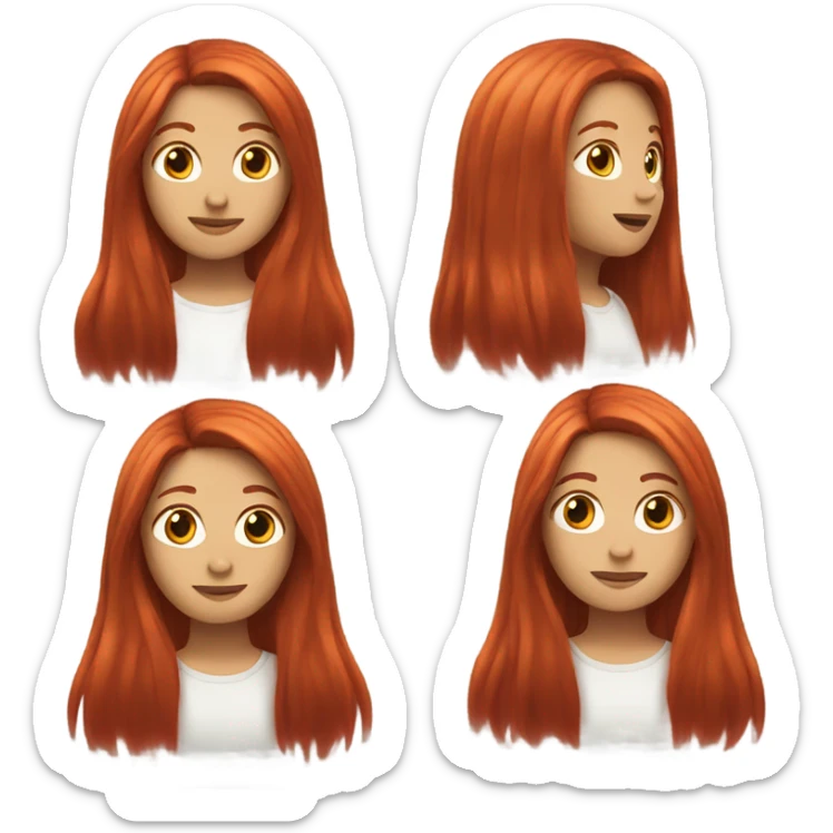 long straight red hair sticker