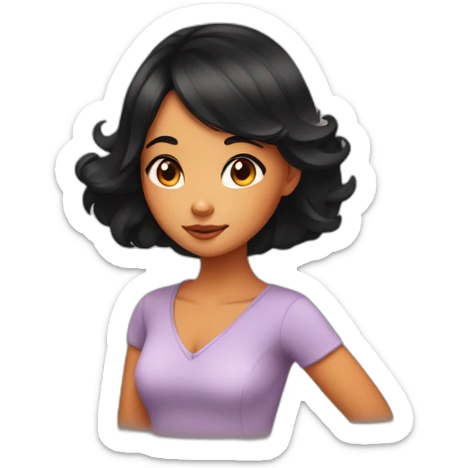 Sweetfox girl with black hair and orange body sticker