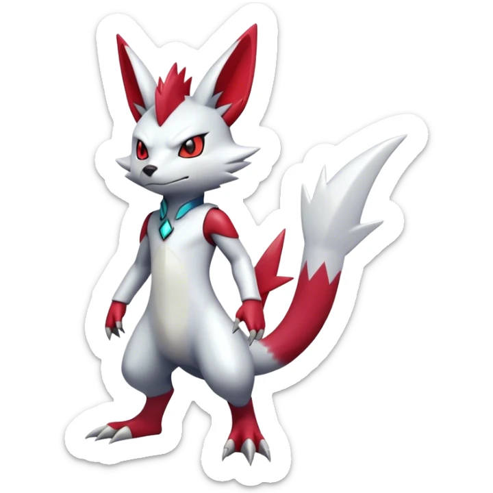  Cool Edgy Shiny Futuristic Ethereal Handsome Cute Zangoose-Sneasel-Digimon-hybrid full body sticker