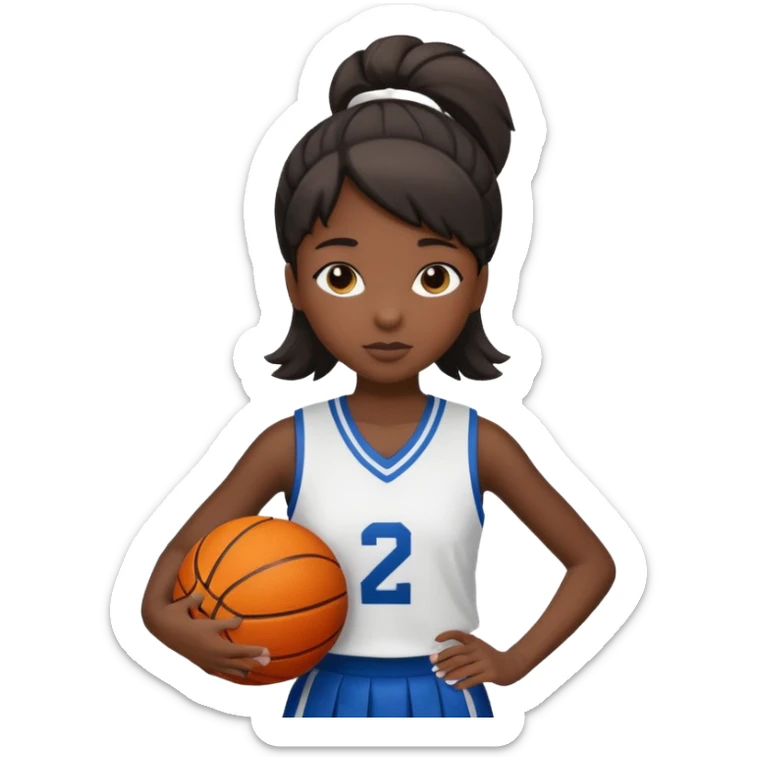 apple style emoji of a basketball girl player with a back-to-school theme, representing 'Back 2 Ball' for September sticker