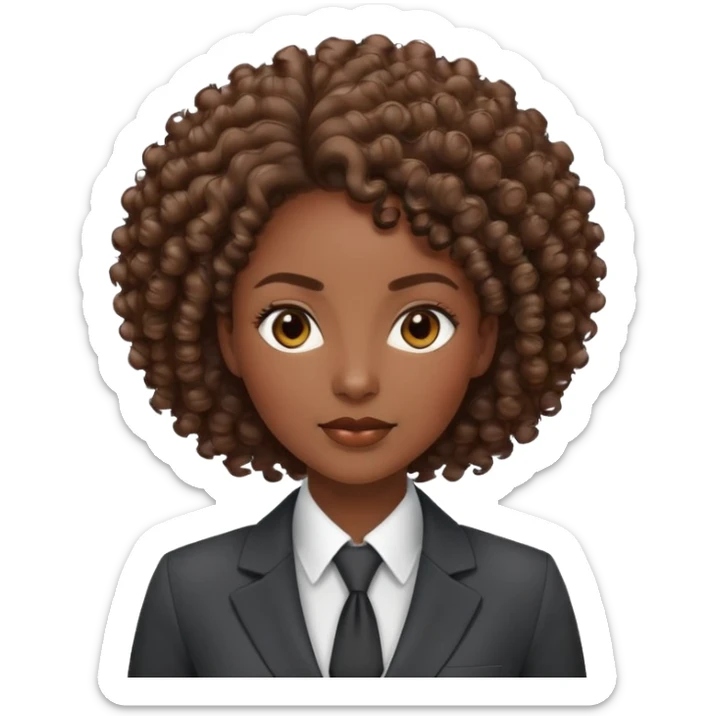 Professional African businesswoman with natural curly hair, wearing business suit, confident expression sticker
