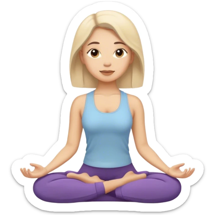 A woman with calming, gentle voice with a soft, reassuring tone, like a yoga instructor guiding a meditation session. sticker
