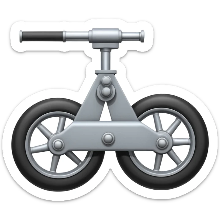 Emoji-style aircraft landing gear with a single wheel and strut, simplified design, clean lines, cartoon-like, isolated on white background, minimal shading sticker