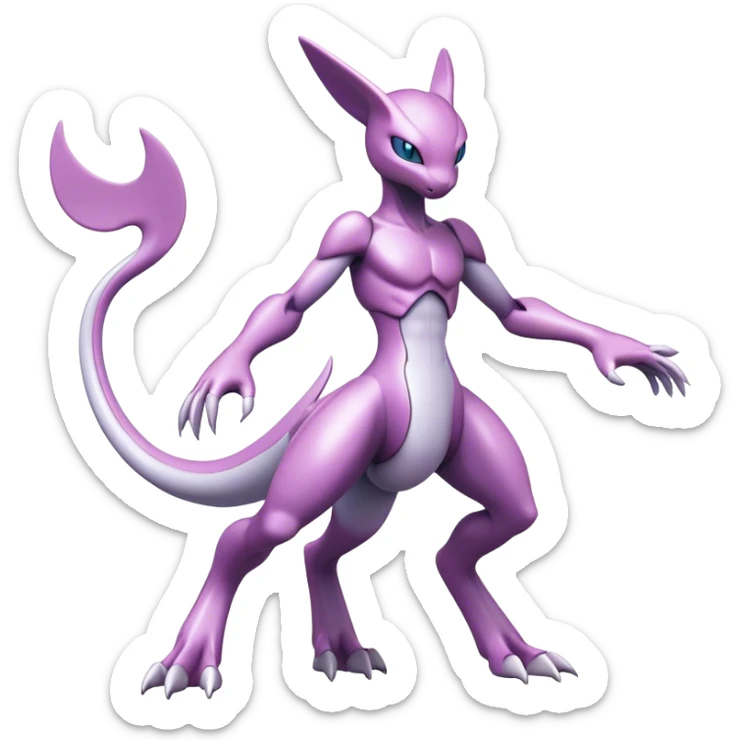  Cool Edgy Shiny Futuristic Ethereal Legendary Mewtwo-Digimon-Genesect-Palkia-Reptile-hybrid full body sticker