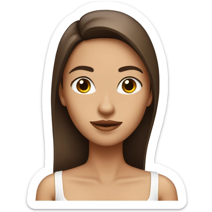 a woman with straight brown hair wearing white tube top sticker