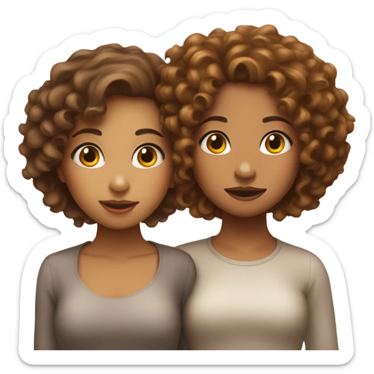  Two girls kissing one light skin one Carmel both Carly hair  sticker