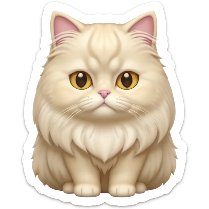A 3D cartoon Persian cat with soft cream-white long fur, round face, golden eyes, gentle expression, cinematic Memoji-style lighting. full body or half body. sticker