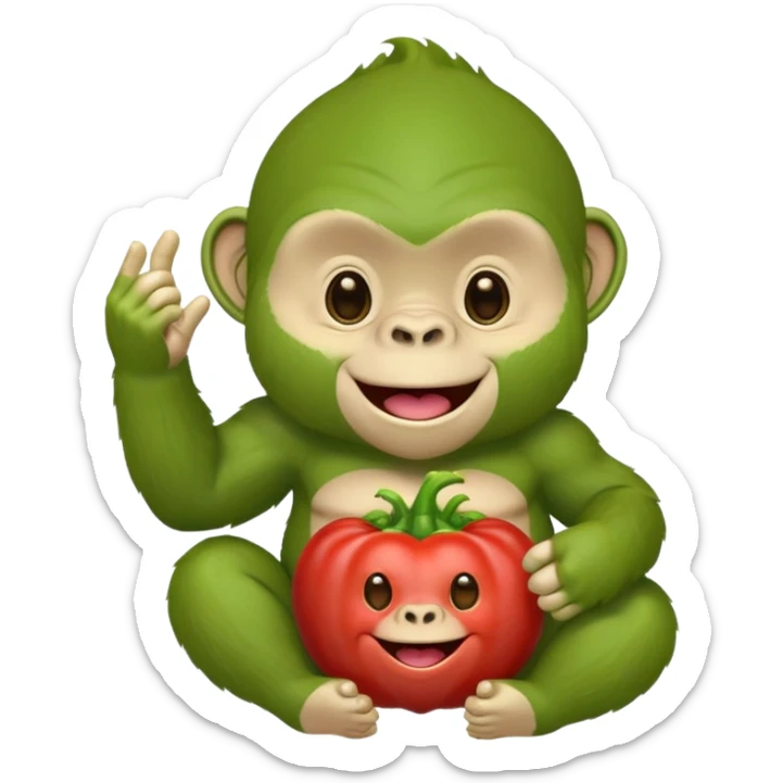 A green gorilla that loves vegetables and is part of a kindergarten named banban's kindergarten sticker