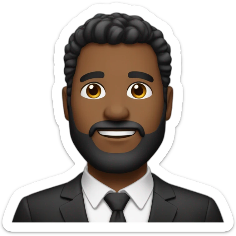 hombre de 45 años cabello muy corto negro y con canas barba con canas vestido formal ojos negros sticker