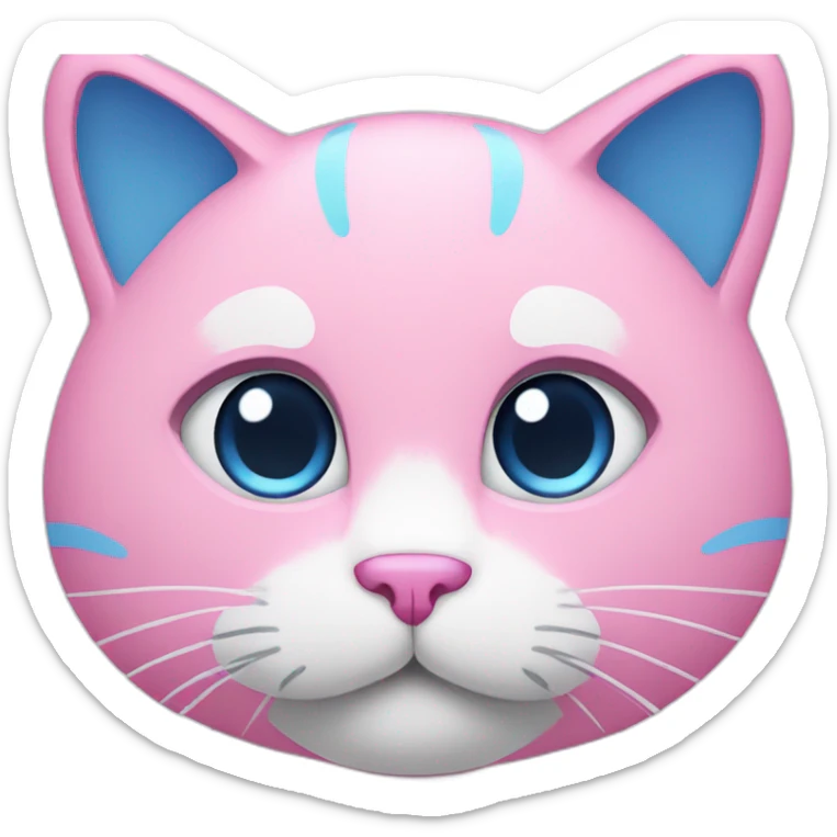 Blue and pink cat sticker