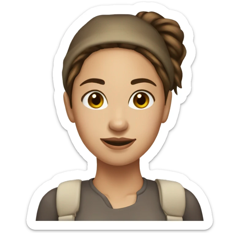 Woman with Lillio hat, brown hair in pony tail, light skin brown eyes sticker
