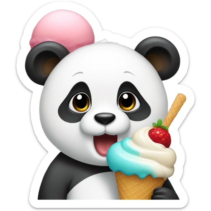 Panda eating ice cream sticker