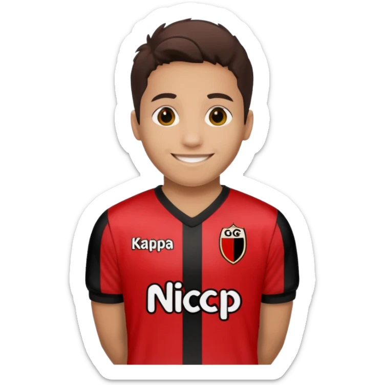 Supporter de L’ogc Nice. Maillot de foot rouge et noir (bandes) logo Kappa. Et logo de L’ogc Nice original. sticker
