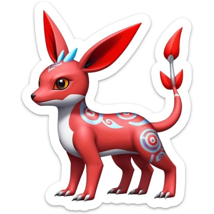  Cute Shiny Exotic Colorful Guilmon-Latias-Koraidon-Umbreon-Fakémon-hybrid-creature (full body)  sticker
