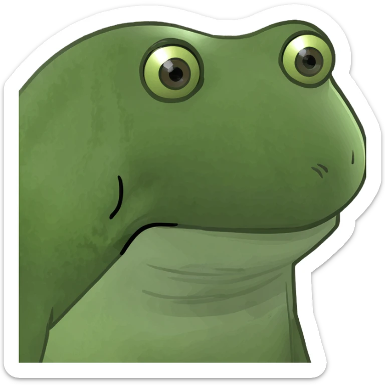 mob boss Italian frog sitting behind a desk with stacks of cash, taking tea sticker