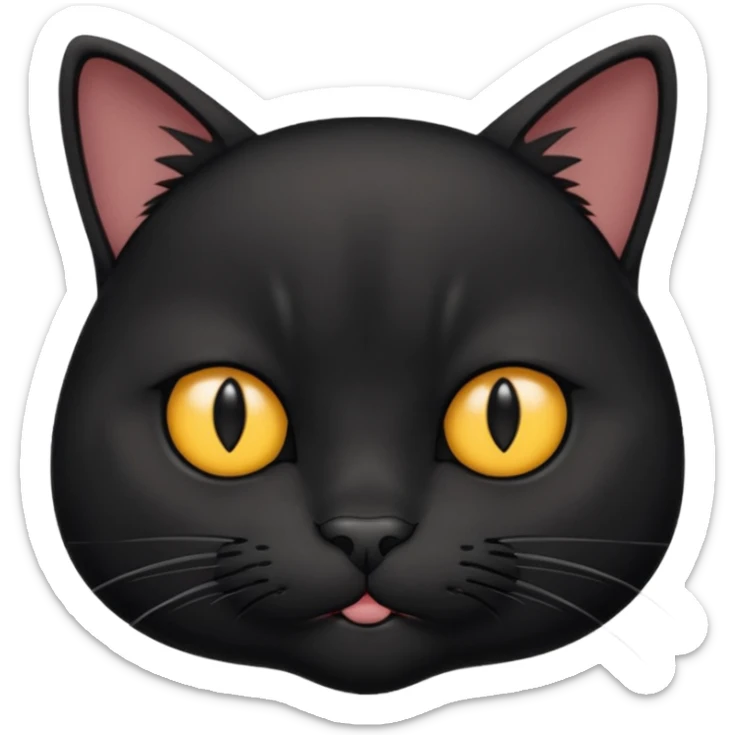 The face of a black cat with a hip frown (thin cheeks, not much hair) sticker