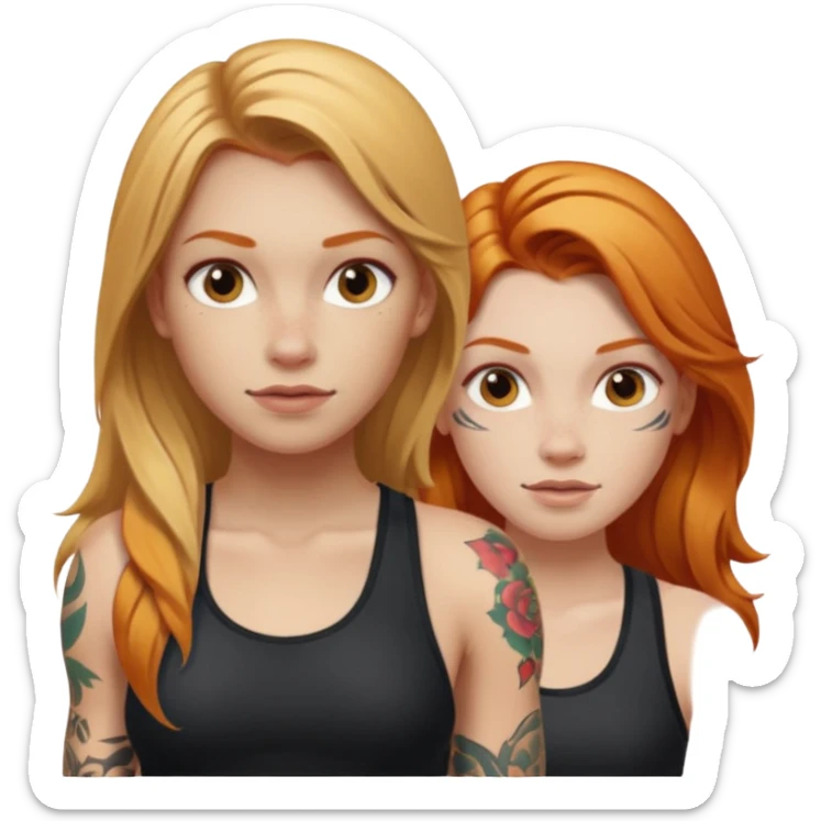 girl with long blonde hair and tattoos and an athletic ginger girl sticker