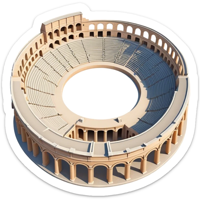 Realistic Pula Arena Landmark Emoji, featuring the grand Roman amphitheater with its large stone arches and well-preserved outer walls. sticker