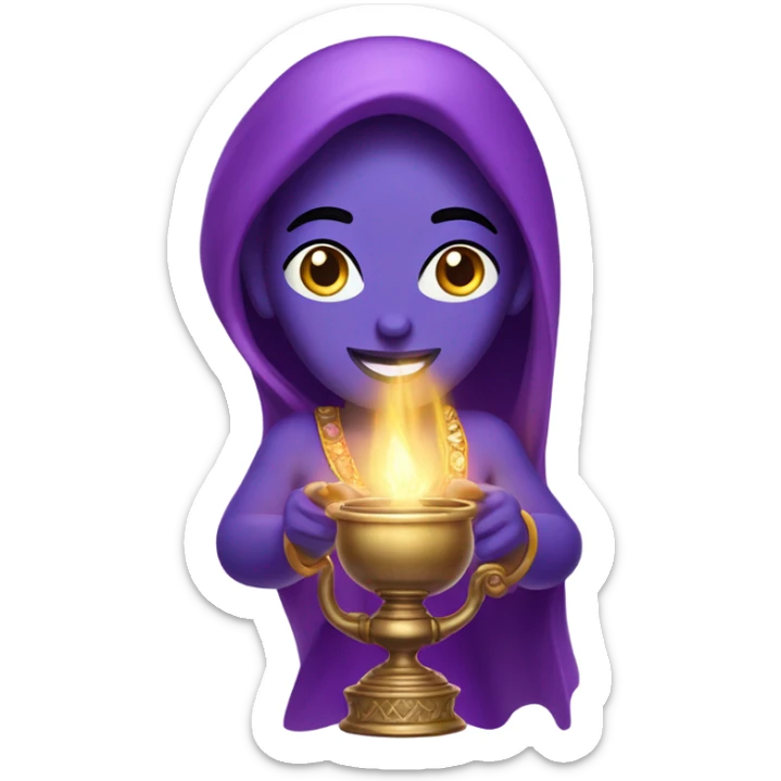 purple female genie coming out of the lamp sticker