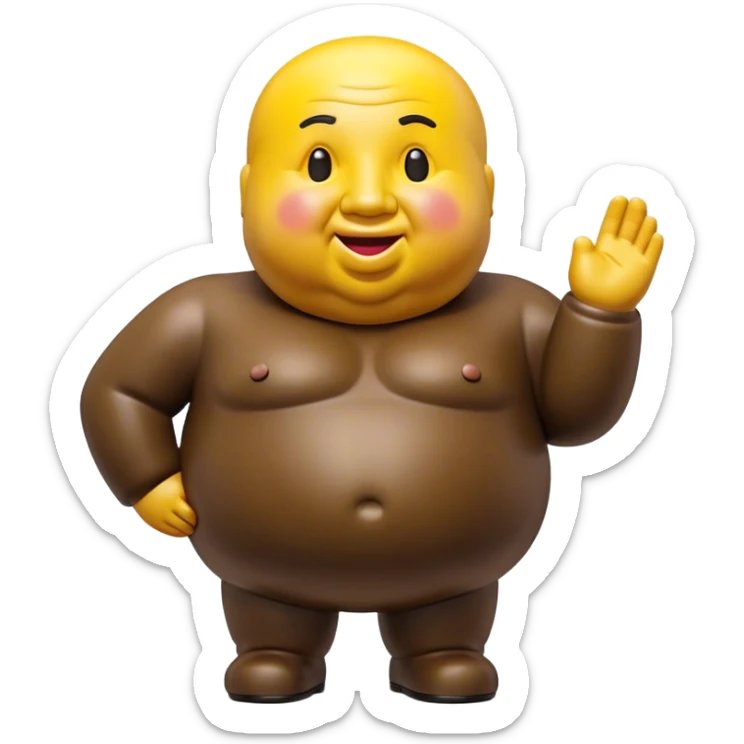 Cinematic Realistic Botero Sculpture Pop Culture Emoji, featuring an exaggerated, whimsical portrayal inspired by the famed sculptor rendered with dynamic textures and vibrant, artistic lighting. sticker