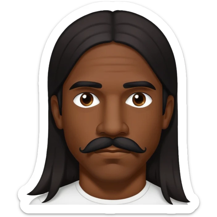 portrait of a man with long dark hair and mustache, inspired by Anthony Kiedis sticker
