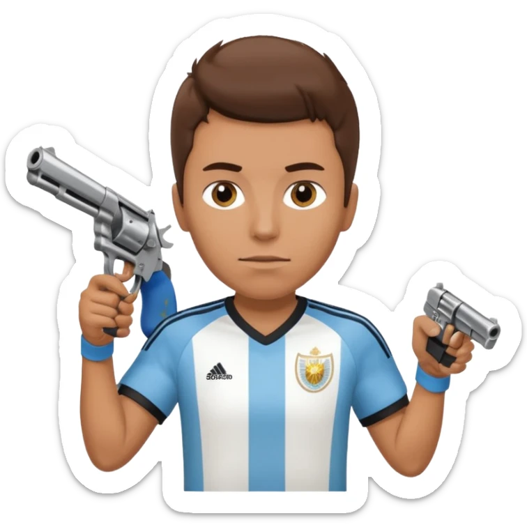 haz un turro con una biszera para atras y con un arma remera argentina pero arma de fuego que tenga un revolver  solo sticker
