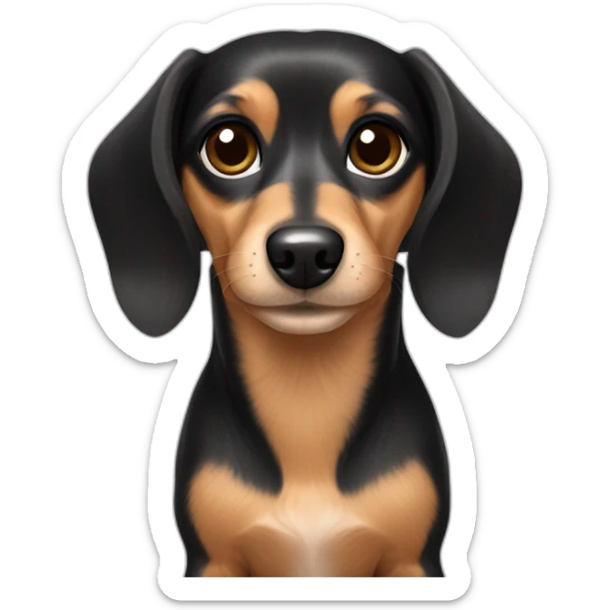 Long hair dachshund Chihuahua mix with black & dark brown hair sticker