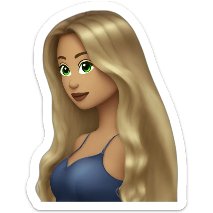 Romeo santos kiss-kiss girl green eyes and very long dark blond hair sticker