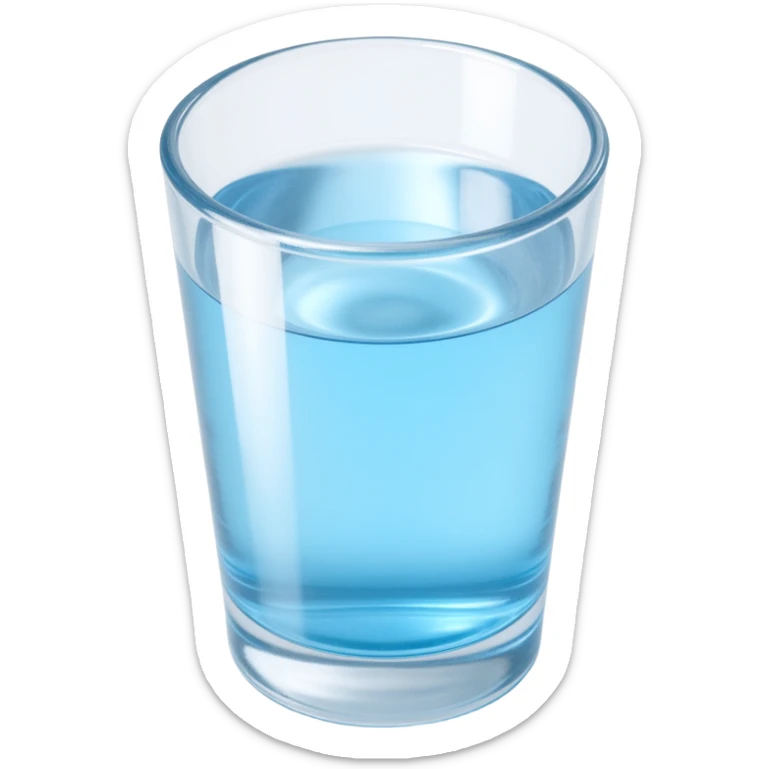 glass of water with reflections, skeuomorphism style sticker